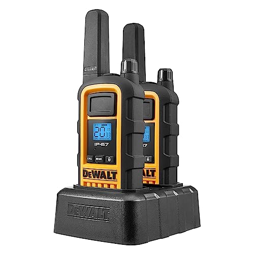 DEWALT FRS Walkie Talkies Long Range 2 Way Radio, 2 Watt, Waterproof & Rechargeable, 6 Pack with 6 Headsets, 3DXFRS800-SV1
