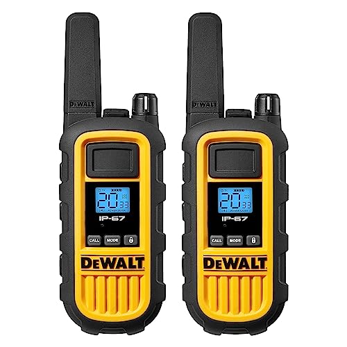 DEWALT FRS Walkie Talkies Long Range 2 Way Radio, 2 Watt, Waterproof & Rechargeable, 6 Pack with 6 Headsets, 3DXFRS800-SV1