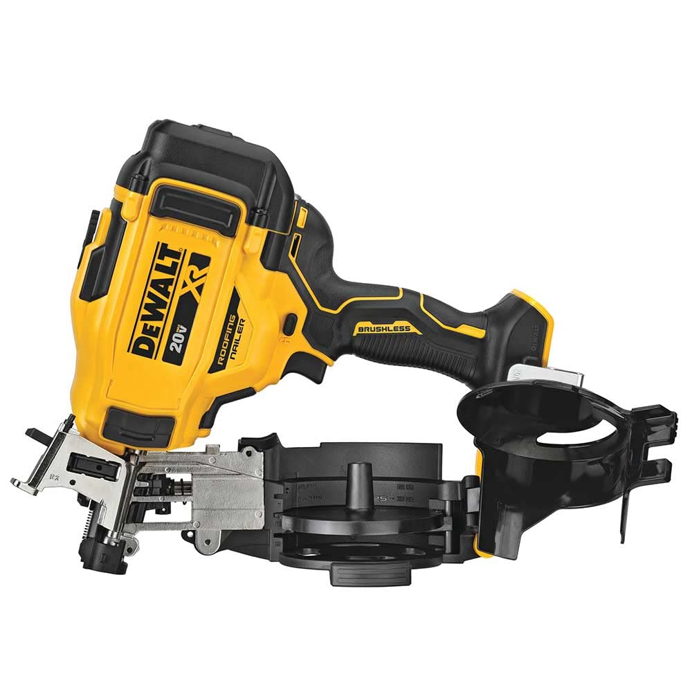 DeWalt 20V MAX Brushless 15 Degree Cordless Coil Battery Powered Roofing Nailer with Tool-Free Nail Tray (Yellow and Black)
