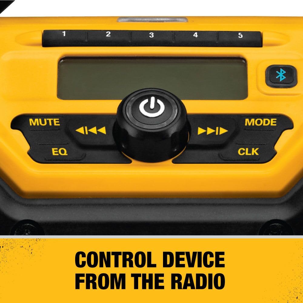 DEWALT 20V MAX Bluetooth Radio, 100 ft Range, Portable for Jobsites (DCR025)