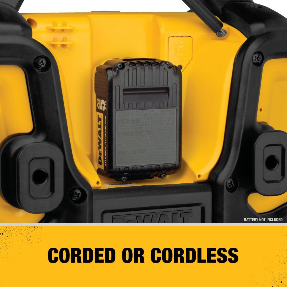 DEWALT 20V MAX Bluetooth Radio, 100 ft Range, Portable for Jobsites (DCR025)