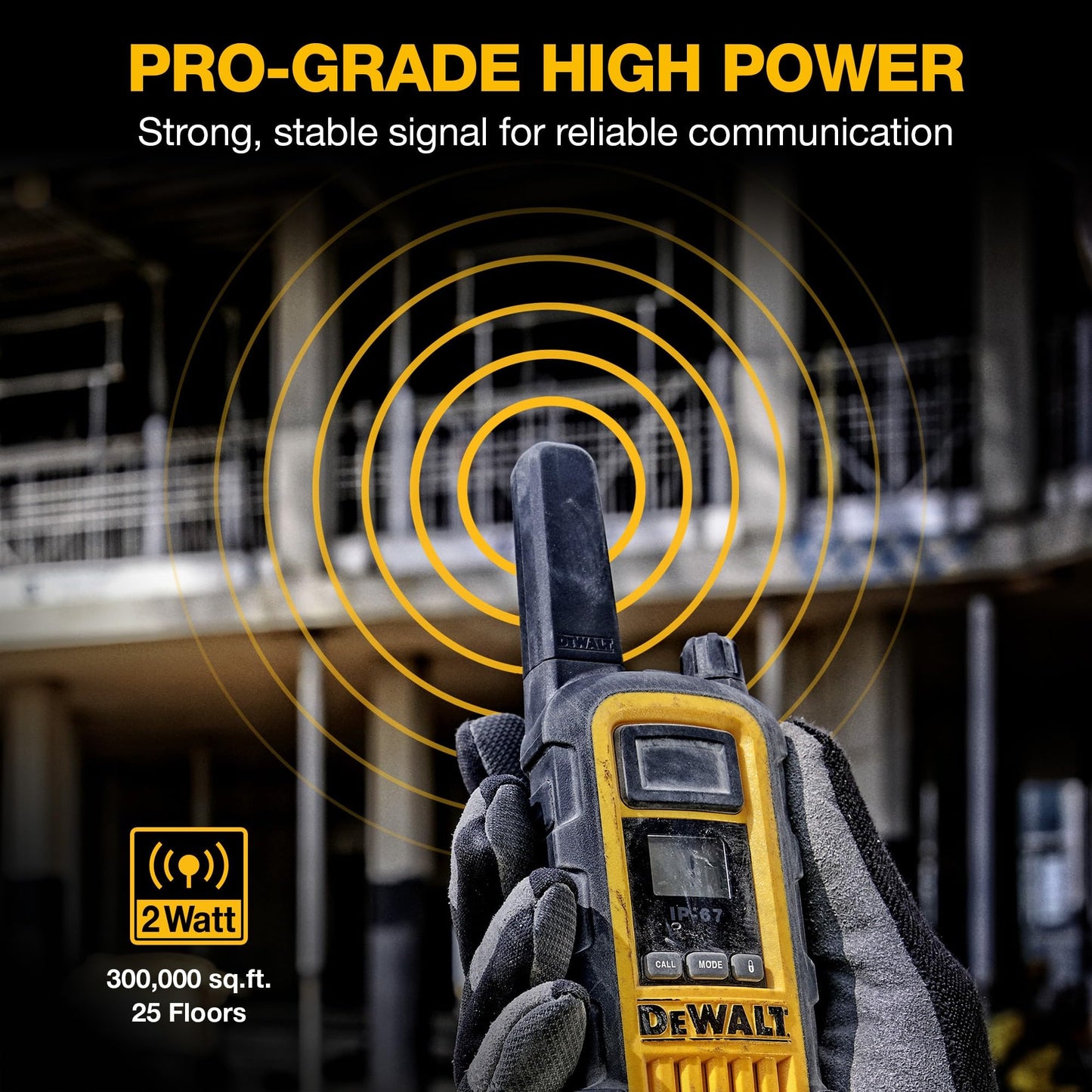 DEWALT FRS Walkie Talkies Long Range 2 Way Radio, 2 Watt, Waterproof & Rechargeable, 6 Pack with 6 Headsets, 3DXFRS800-SV1
