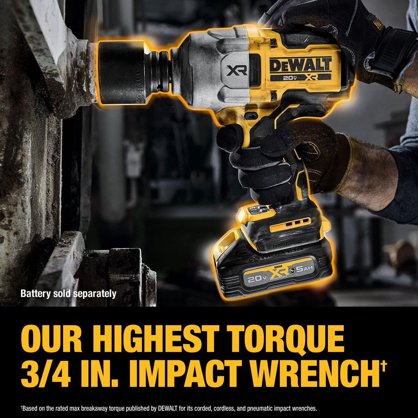 DEWALT 20V MAX XR 3/4 Inch Cordless Impact Wrench Brushless Impact Gun with Hog Ring Anvil, High Torque, Tool Only (DCF964B)