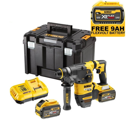 Dewalt DCH333X2 54v XR FlexVolt Cordless Brushless SDS+ Hammer Drill - 2 x 9ah