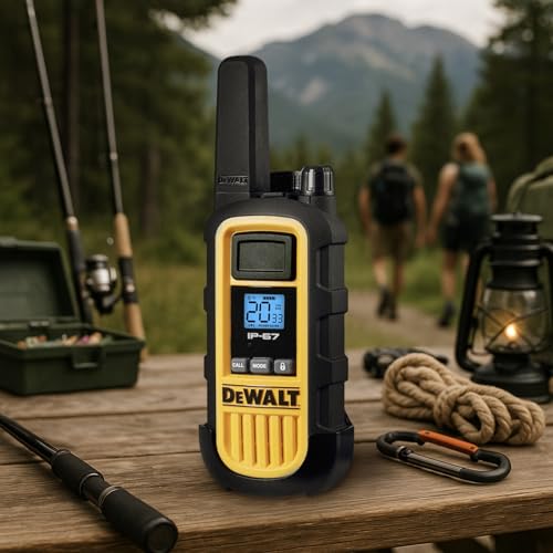 DEWALT FRS Walkie Talkies Long Range 2 Way Radio, 2 Watt, Waterproof & Rechargeable, 6 Pack with 6 Headsets, 3DXFRS800-SV1