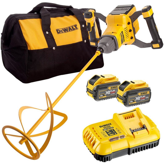 Dewalt DCD240X2 54V XR Flexvolt Brushless Paddle Mixer 2 x 9Ah Battery & Charger